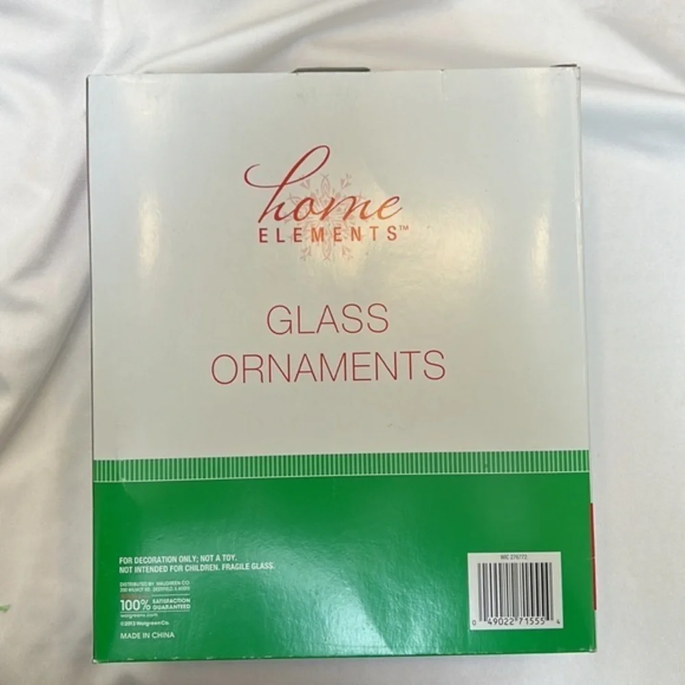 Home Elements Clear Glass Ornaments with Snow Inside--2 Boxes of 4